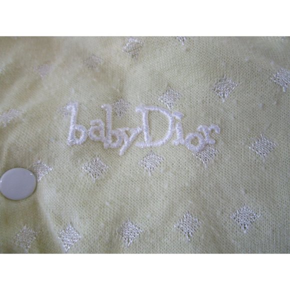 Vintage Baby Dior Layette Yellow White Drawstring Bottom Up to 13lbs USA Made - Picture 12 of 16
